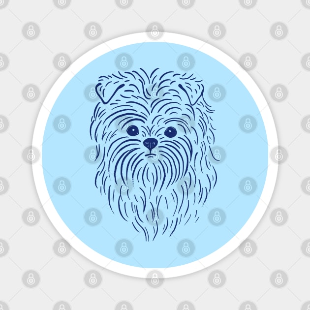 Affenpinscher (Blue and Navy) Magnet by illucalliart